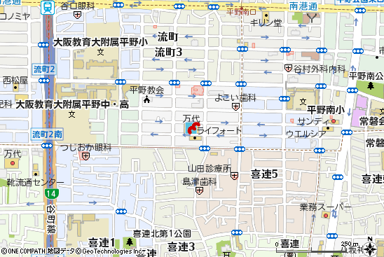 平野流町店付近の地図